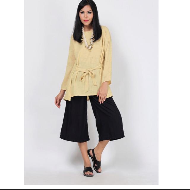NEW FLAVOR!! Mocca tie waist long sleeve blouse ONLY IDR 140k