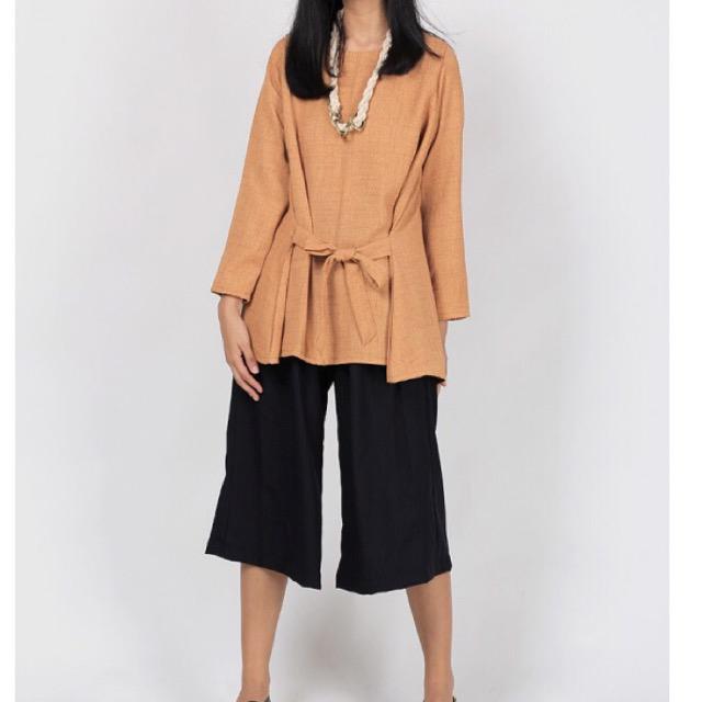 NEW FLAVOR!! deep orange tie waist long sleeve blouse ONLY IDR 140K