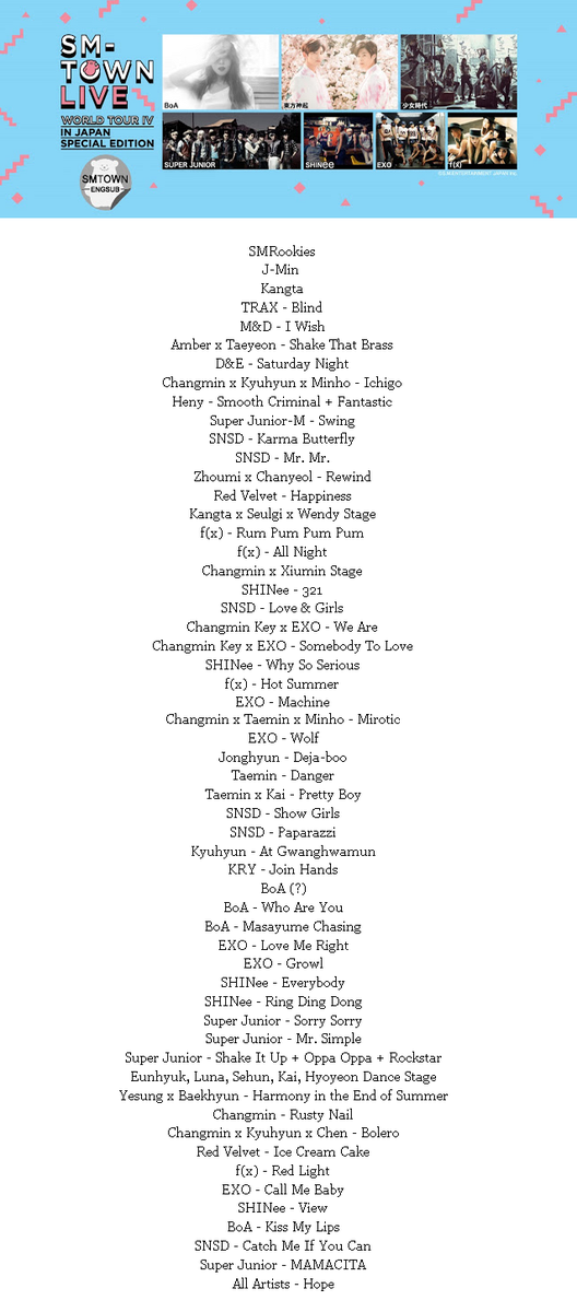SMTownEngSub's tweet photo. #SMTownTokyoDay1 has officially ended after 4 hours and 30 minutes http://t.co/nbvygQGyJZ http://t.co/1V5AIR8Nk9