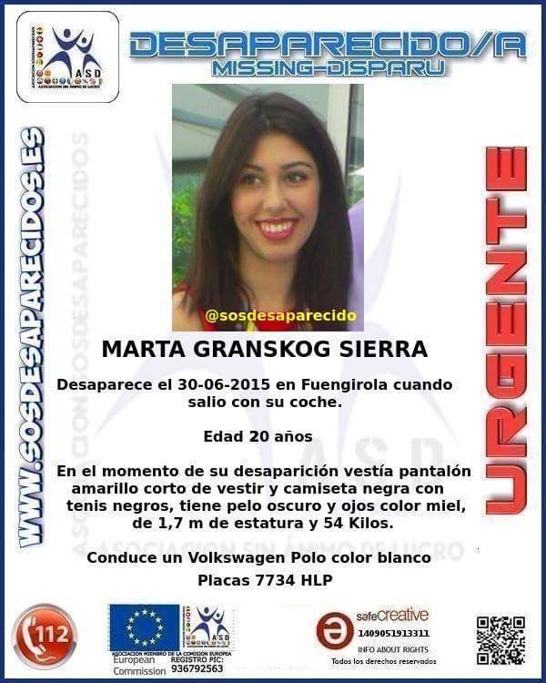 #Colabora
Esta es Marta, y ha #desaparecido en #Málaga
Si la ves llámanos 091 062 112
Tu RT también ayuda