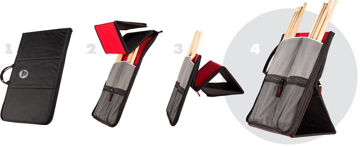 PearlDrumCorp's tweet image. The Sabian Stick Flip morphs from drumstick bag to drumstick holder with their proprietary design.