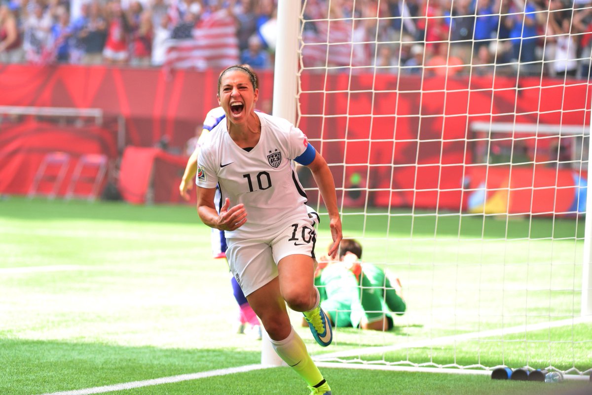 BigTenNetwork's tweet photo. She does it again! That's a first-half hat trick for ex-@RUWSoccer star @CarliLloyd. (Photos: @USATsportsImage) http://t.co/SlWE8we8jg