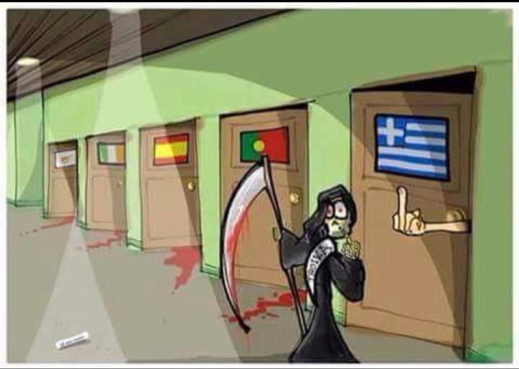 Greece gives austerity foisted on them by the Troika the middle finger.