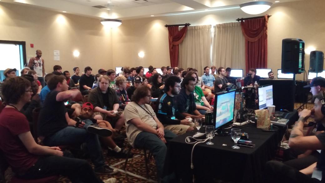 y0sarawr's tweet photo. So much #sm4sh hype at #exp2015. Watch at http://t.co/t8b4aAWMmc http://t.co/8Mdp2vw3uL