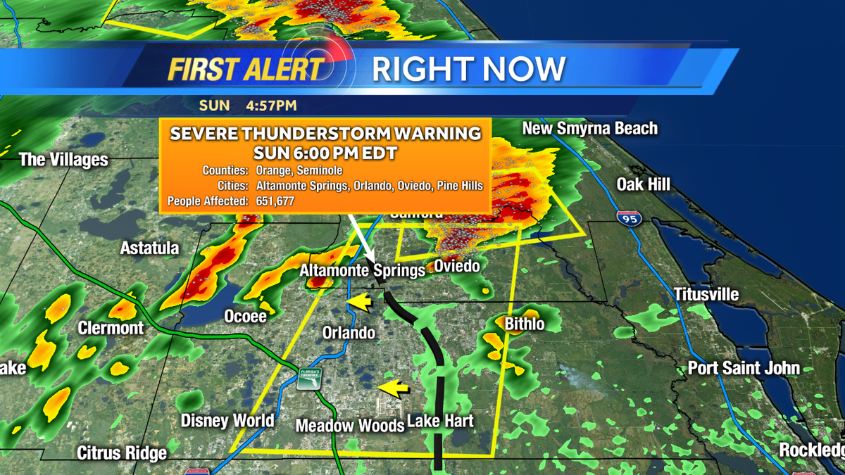 Due to seabreeze/outflow boundary all colliding, the NWS has issued a new severe warning over the metro #WESH2Storms