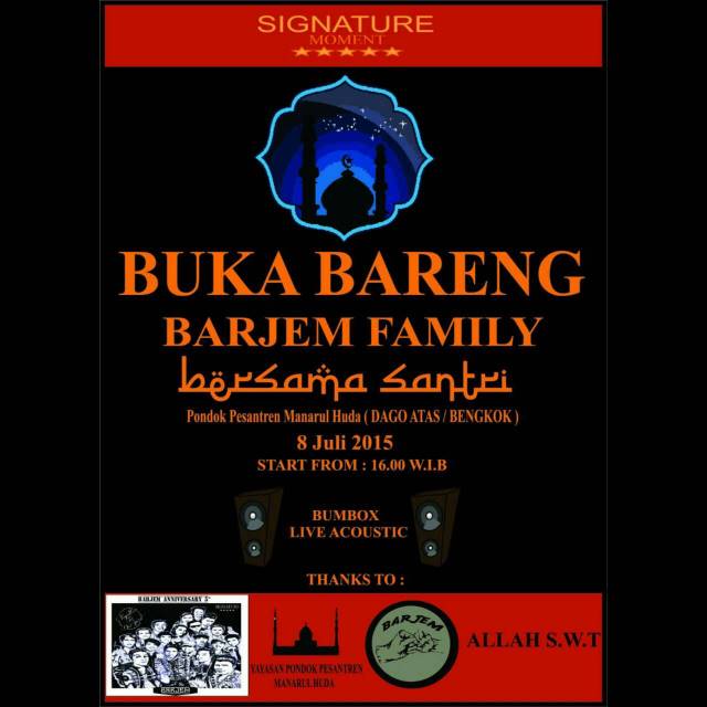 Sedikit berbagi tak bisa banyak yang penting bersama bisa menikmati, BARJEM BUKA BERSAMA santri nawarul hudda see you