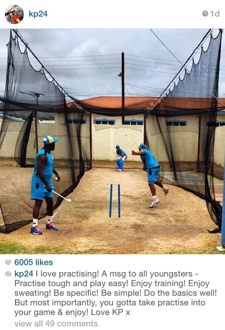 sidearmaus's tweet photo. A brilliant msg from @KP24... Train tough, play easy. #SideArmy, #Sidearm #Elite #Cricket #Fast http://t.co/AqUGZJlm4M