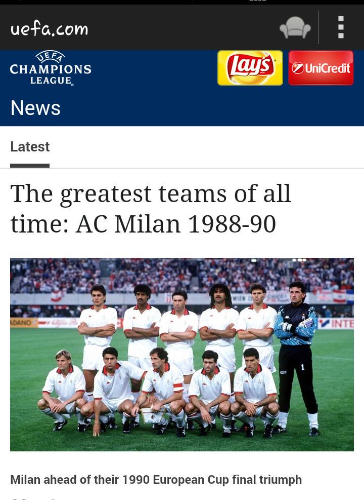 #UEFA merilis skuad Milan musim 1988-1990 sebagai skuad terbaik dalam sejarah sepak bola uefa.to/1GVKQie