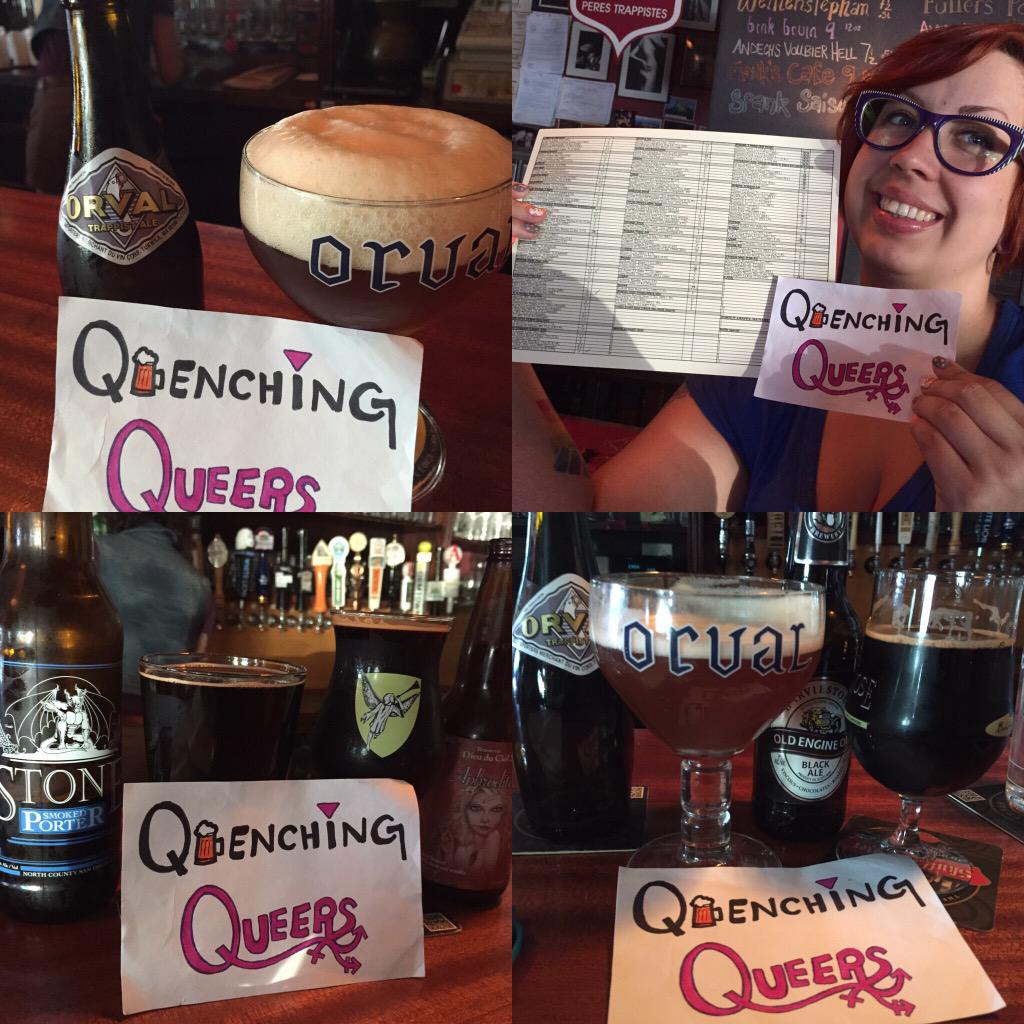 quenchingqueers's tweet photo. Starting to work our way through the beer challenge list! #foundrybeerhunt2015 #quenchingqueers #Team23 http://t.co/7Hxa1vky6W