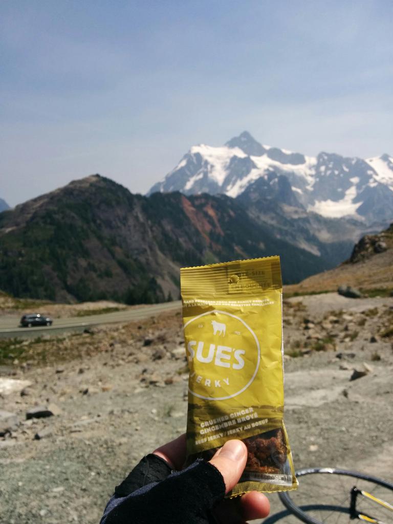 crossroadracing's tweet photo. Brought some @SuesJerky to the top of mount Baker! Perfect. http://t.co/uAeAx6kPWF