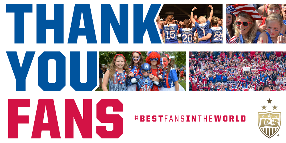 USWNT's tweet photo. None of this could have been possible without the #BestFansInTheWorld #OneNationOneTeam http://t.co/pnjQkJaGZx