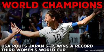 CGLSports's tweet image. WINNERS 🇺🇸🇺🇸 @usa @FIFAcom @CarliLloyd #SilverBoot 👟 #GoldenBall ⚽️ @hopesolo #GoldenGloves ✋🏾 @ChrisLuchey #USAvJPN