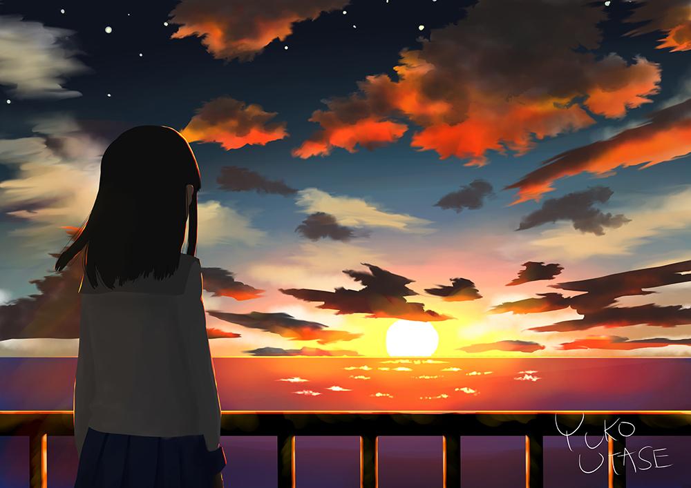 Twitter 上的 打瀬ユウコ 夕焼けと女の子 イラスト 夕焼け 風景 女の子 オリジナル 厚塗り 空 Http T Co Jssvemuk3t Twitter