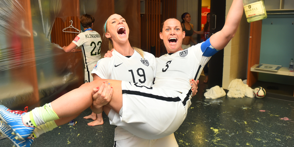 USWNT's tweet photo. Locker Room Look-in: Pure Joy! #3Stars http://t.co/BnRg1oFV4y