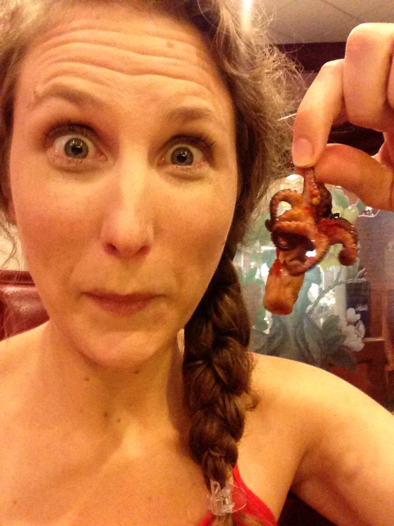 CaraAnnRN's tweet photo. To eat or not to eat - that is the question! #octopus #asian food for the #FourthofJuly #froglegshappenedtoo http://t.co/kyaX0oLkBX