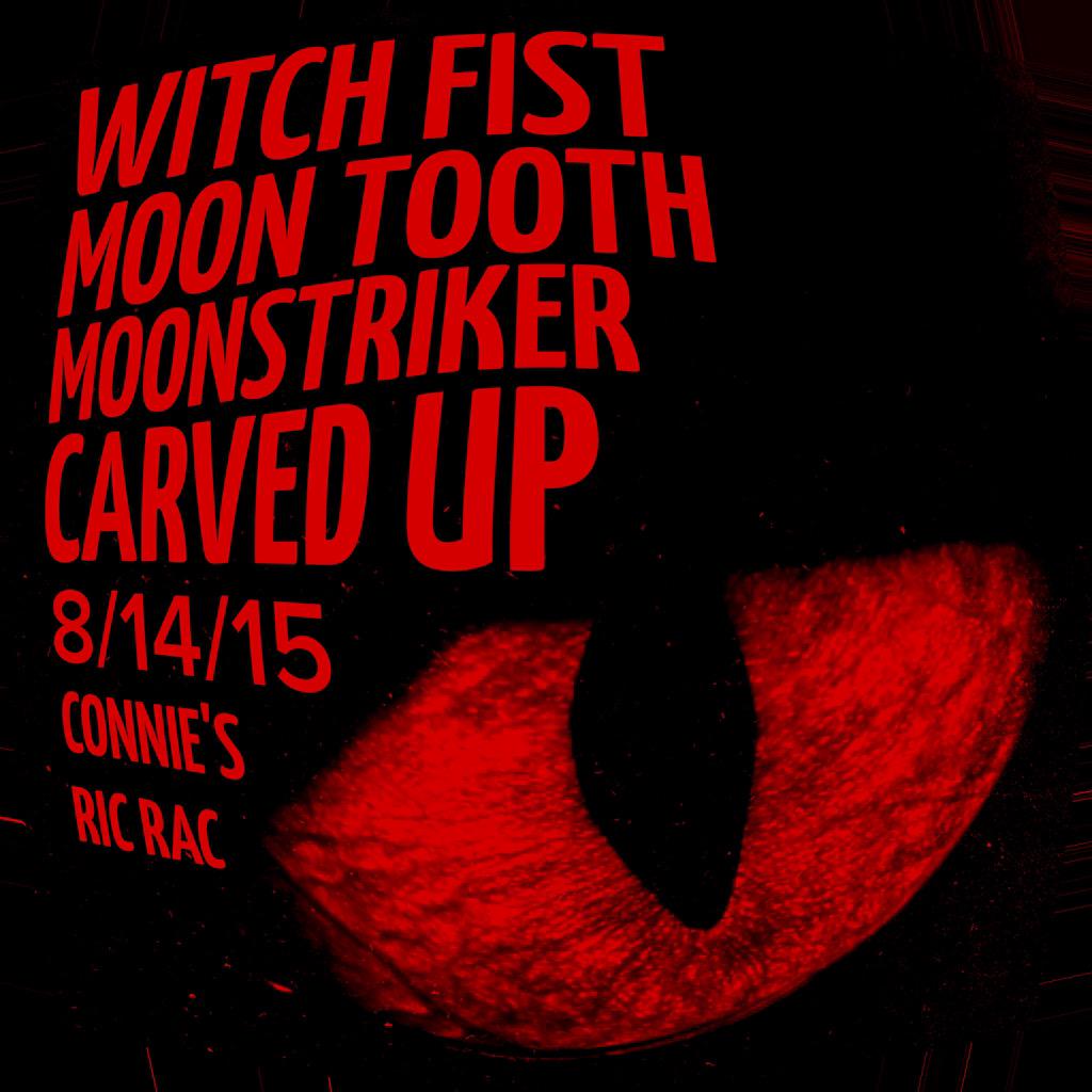 August 14th, we're at <a href="/ConniesRicRac/">Connie's Ric Rac</a>  with <a href="/MoonTooth1/">Moon Tooth</a> <a href="/MoonStrikerNews/">MoonStriker</a> and <a href="/CarvedUpBand/">Carved Up</a> #philly #prog #metal #rock
