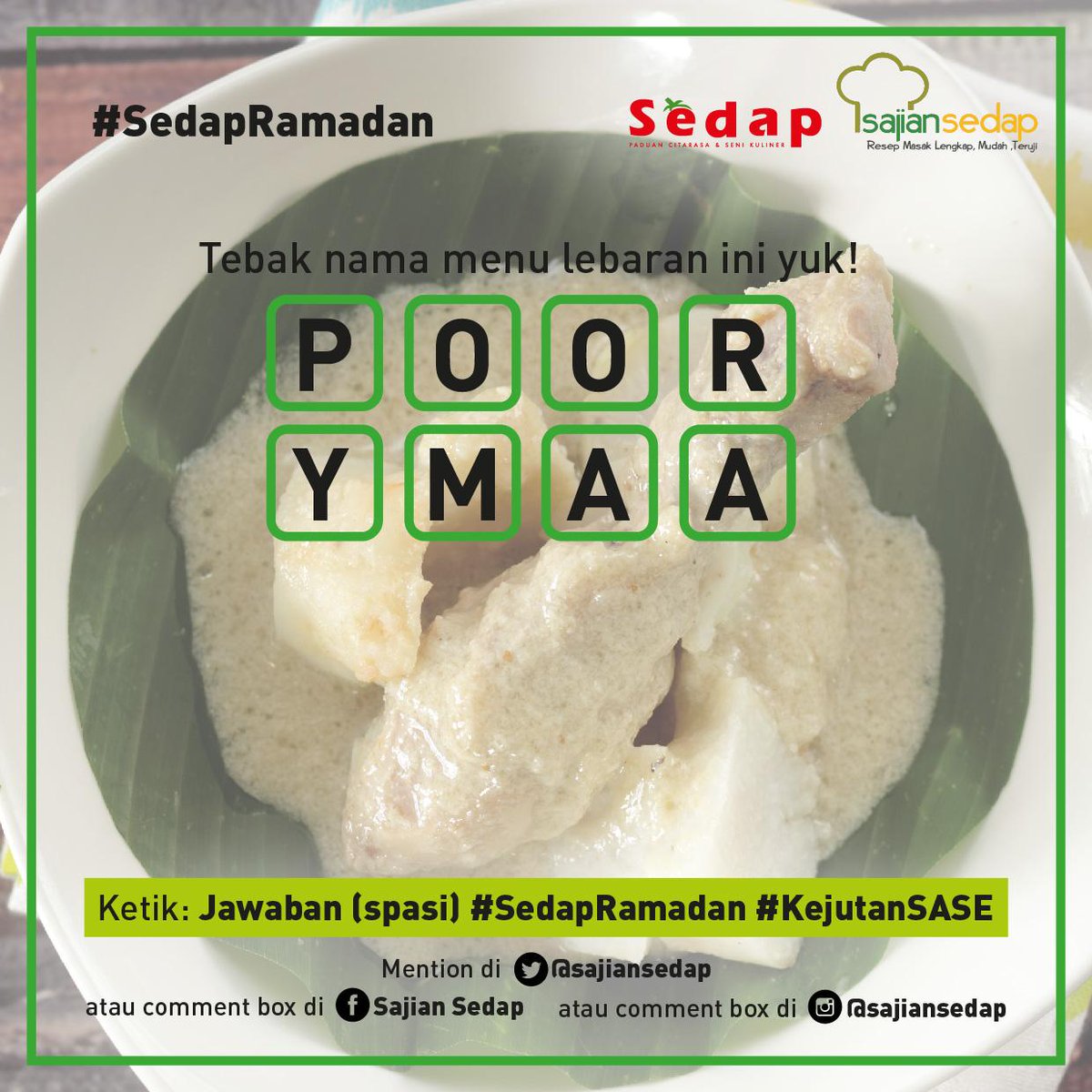 sajiansedap's tweet photo. Sudah ikutan #SedapRamadan #kejutanSASE periode 3? Kalo blm, yuk tebak nama menu lebaran ini :) http://t.co/3c0QDUi1Cm