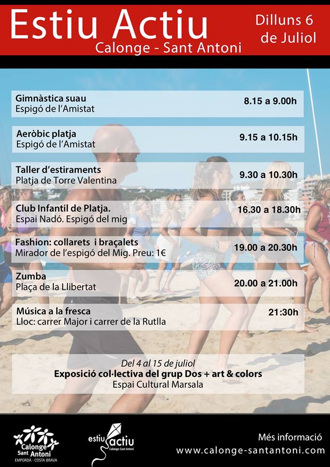 Estiu actiu a <a href="/CalongeStAntoni/">Calonge i Sant Antoni</a> Activitats per avui 6 de juliol #baixemporda