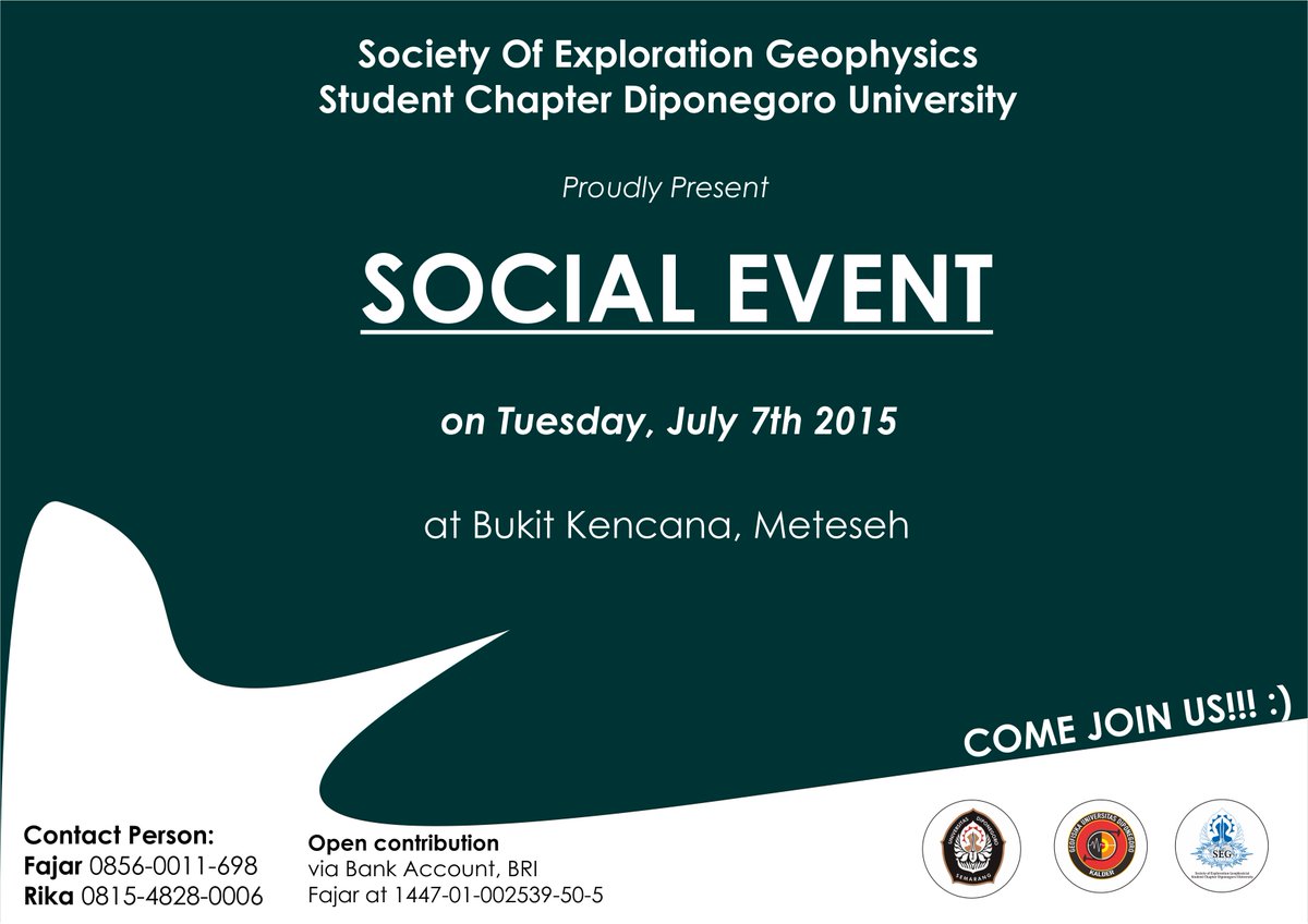 haloo ada sedikit perubahan buat Social Event kita nih.. InsyaAllah akan dilaksanakan pada hari Selasa, 7 Juli 2015.