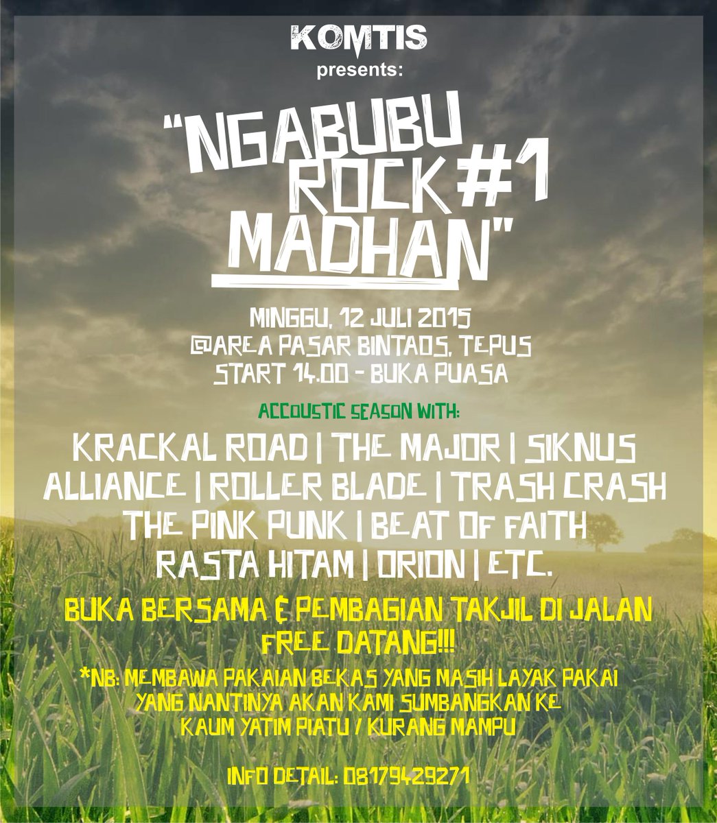 Mari ber-Amal bersama <a href="/Komtis_Gk/">Komtis Gunungkidul</a> di #NGABUBUROCKMADHAN1
datang dan sukseskan.. ;)