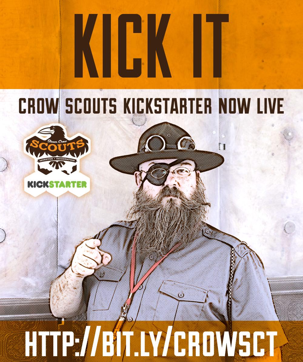 The Steam Crow Scouts Kickstarter is now live! bit.ly/crowsct 
Earn badges and believe in Monsters!