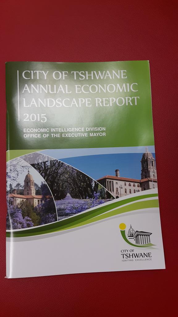 Freetshwifi's tweet photo. Grab yourself a copy of the @CityTshwane Annual Economic Landscape Report 2015 http://t.co/gUOJX522P1