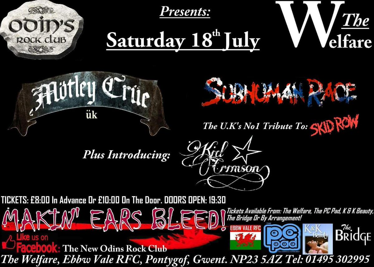 Rocknrollchief's tweet photo. #motleycrueuk #skidrowtribute #kidcrimson #rocknroll http://t.co/r9tU1aTPht