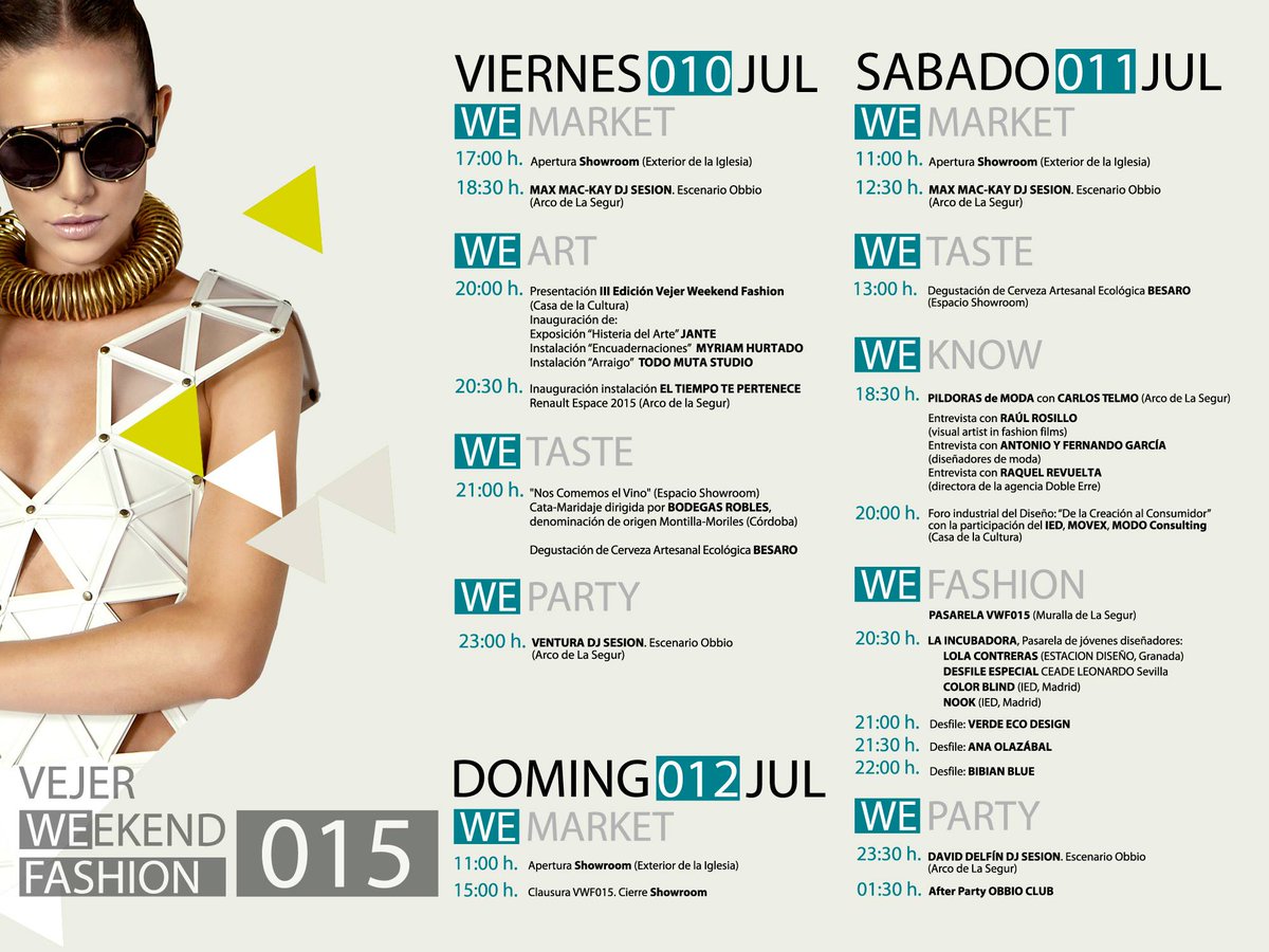 VEJER WEEKEND FASHION 10-12 Julio #Moda, #diseñadores, #desfiles, #showroom...<a href="/VejerWeFashion/">Vejer WeekendFashion</a> tugasa.com/eve20150710.php