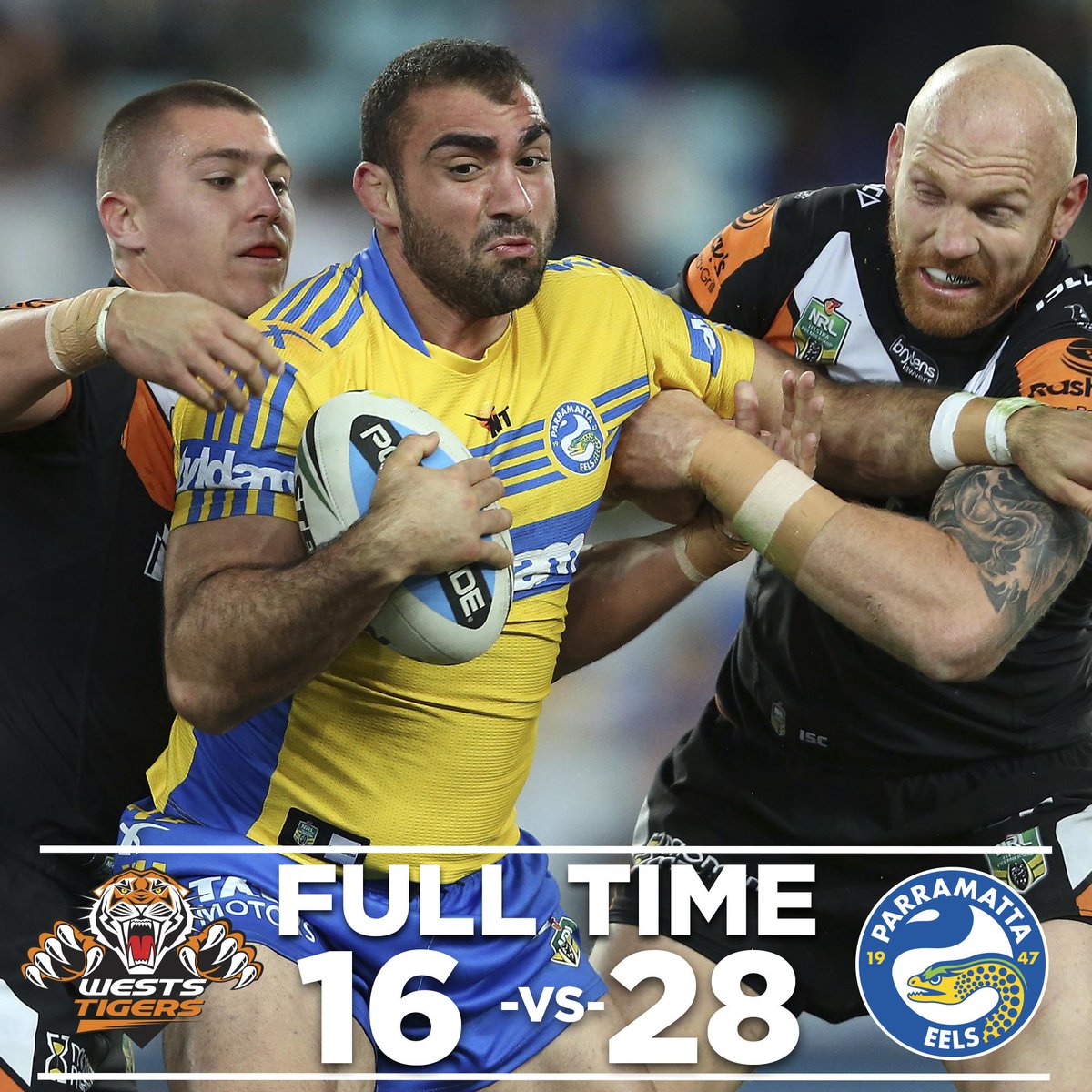 TheParraEels's tweet photo. Huge fight back from the boys in the second half. Updates from the post match press conf coming soon! #blueandgold http://t.co/9EMi822o6W