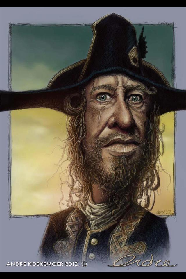 Happy Birthday Geoffrey Rush. My Captain Barbosa caricature from 2012.  