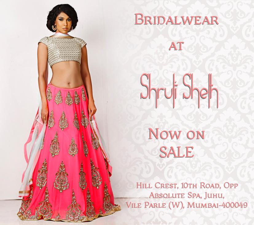 A shout out to all the brides,you can now celebrate timeless moments in a gorgeous Shruti Sheth​ ensemble now on Sale