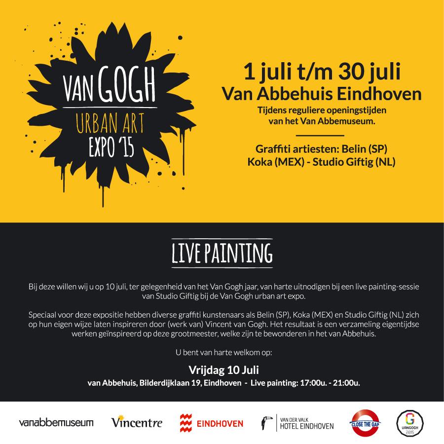 Live painting-sessie tijdens de Van Gogh urban art expo in het Van Abbehuis deze vrijdag tussen 17:00 - 21:00