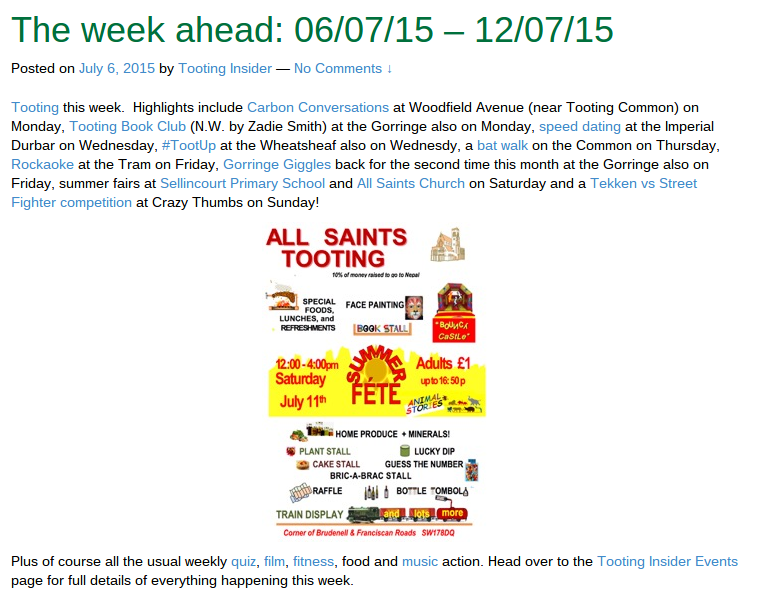 TootingInsider's tweet photo. #Tooting this week: http://t.co/MF5lpJuvdZ Carbon, books, dating, #TootUp, bats, music, comedy, summer fairs, gaming! http://t.co/AV2bcdVhNw