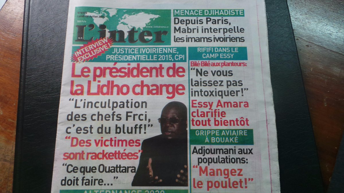 ''INTERVIEW EXCLUSIVE'' du président de la Lidho dans L'inter N°5120 du Lundi 06 Juillet 2015.