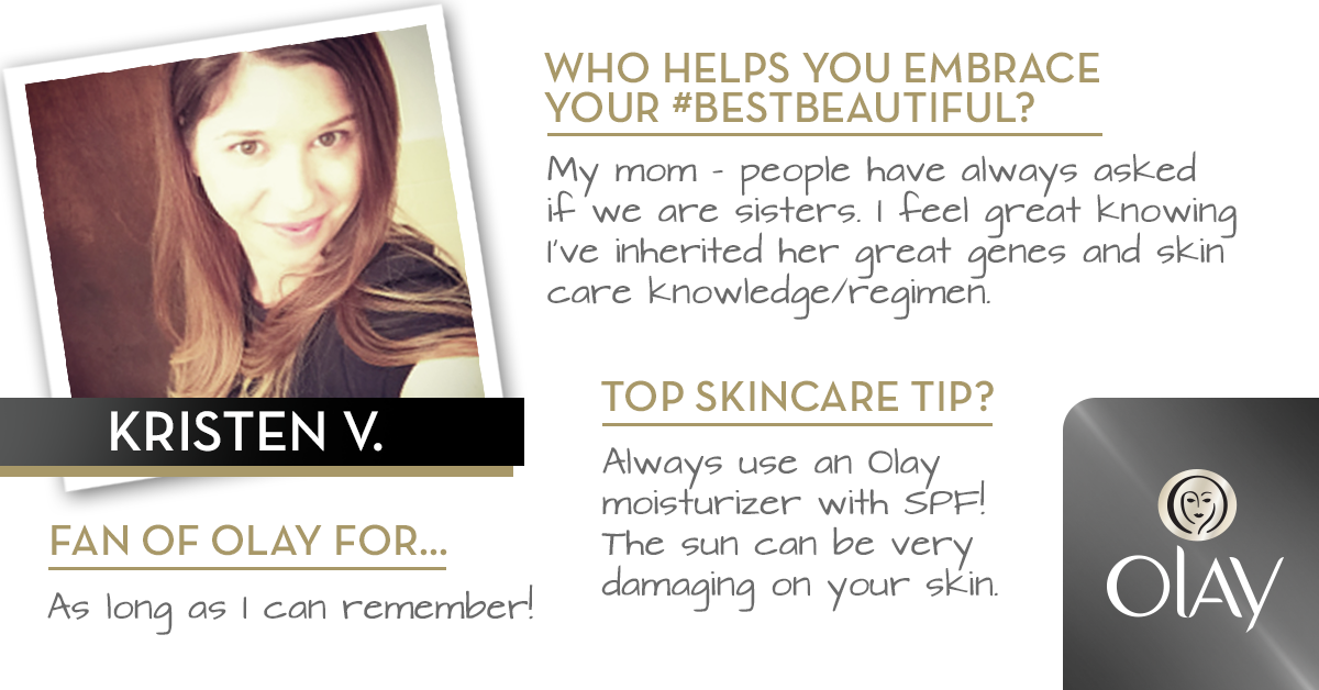 OlaySkin's tweet photo. The final #BestBeautiful fan in our 100k follower celebration is Kristen! We LOVE her skincare tip- it’s so true! http://t.co/OwYQWaTJ0P