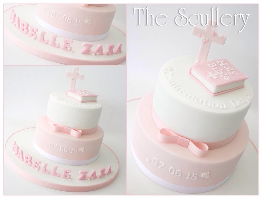 TheSculleryCD's tweet photo. #cake #pink #pretty #girl #bible #crucifix #religious #celebration http://t.co/ngNy6EpwnC