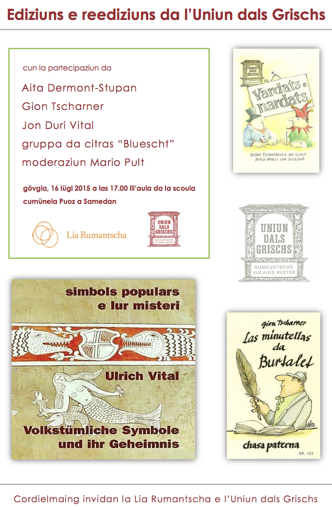 udgrumantsch's tweet photo. Aula scoula Puoz, Samedan, gö, 16-07-2015, 17.00, Edizuns e reediziuns da l'UdG http://t.co/LcL8DIVsRv