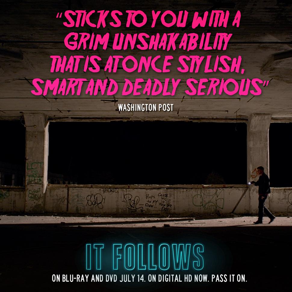 itfollowsfilm's tweet photo. IT FOLLOWS you home next week on Blu-ray and DVD. Pre-order it now at @Target​: http://t.co/Xen5Rmnd3t http://t.co/RStdAdf1Pa