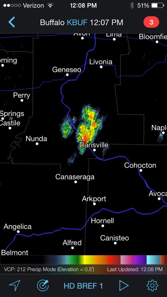 scotthetsko's tweet photo. Lone shower NW of dansville drifting North http://t.co/d6RNCr1ur5