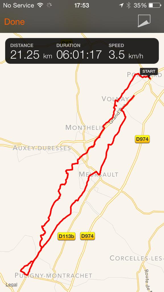 Nords's tweet image. Vēl viens 6-stundīgs "pusmaratons" pa Cote de Beaune vīna dārziem +35c versmē... Labi, ka vīnu biju līdzi pańēmis