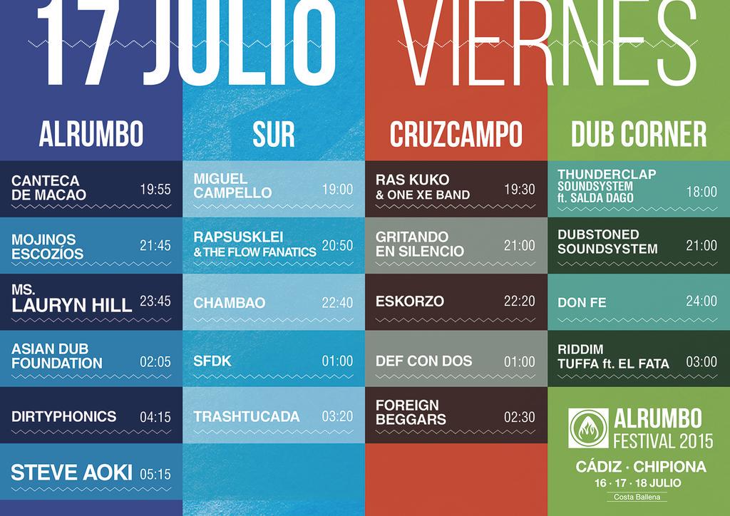 AlrumboFestival's tweet photo. ¡¡TRIPULANTES!! Horarios de #AlrumboFest2015 🕣🕚🕥🕢 http://t.co/wJjo5FT4t2