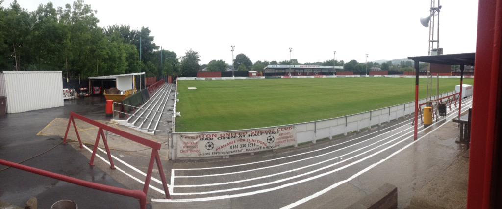 AshtonUnitedFC's tweet photo. UPDATE: The 'Rain Dance' worked today as the pitch improves. We need help to tidy the ground before we host Burnley! http://t.co/2sxJ71KQD1