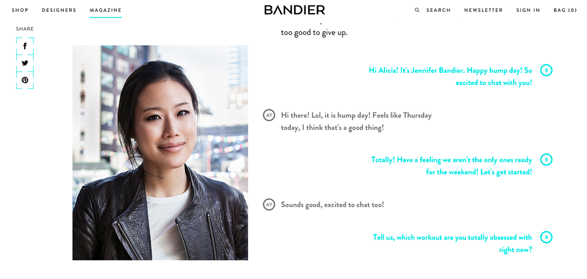 Our founder &amp; CEO, <a href="/aliciayoon/">aliciayoon</a> is featured on the @BandierFit blog in a text interview! bit.ly/1NLTEvJ