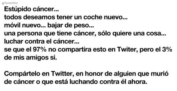 TuiterHits's tweet photo. Estúpido cáncer.. http://t.co/lkHaXT9fU5