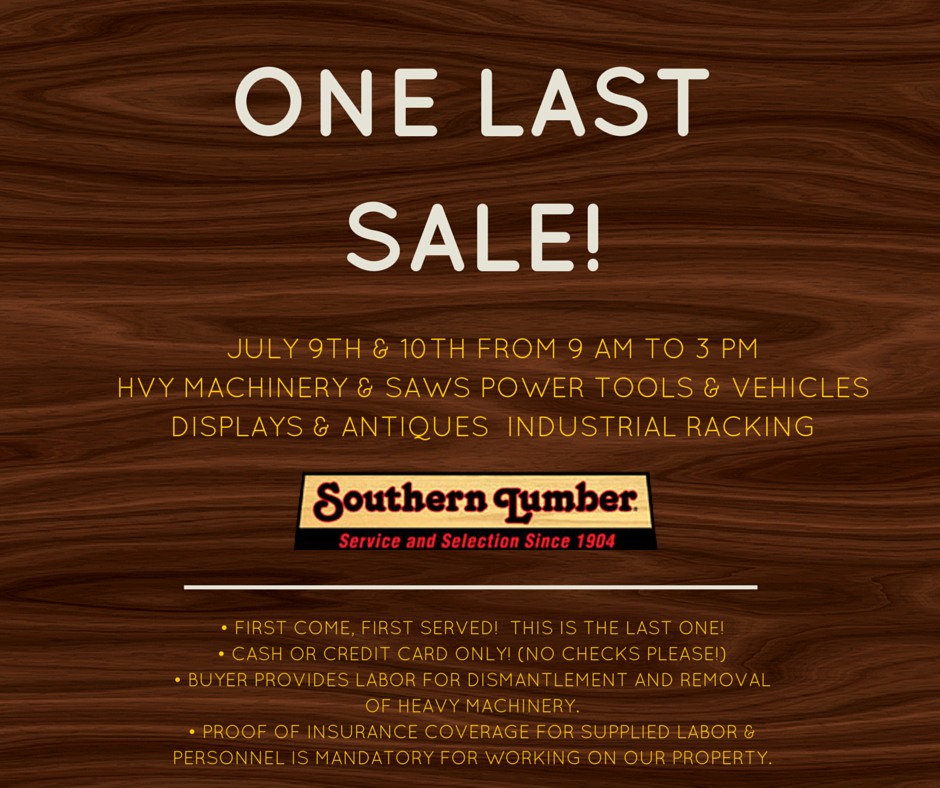 SouthernLumber's tweet photo. Join us for one last sale! http://t.co/tB10jizxFO