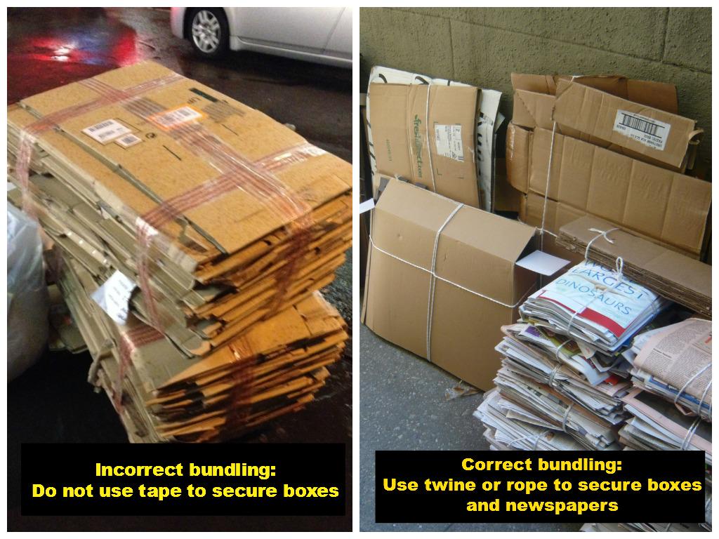 NYC zerowaste on X: Recycling tip: Use string to secure bundles of cardboard  boxes & newspapers for recycling instead of tape.  /  X