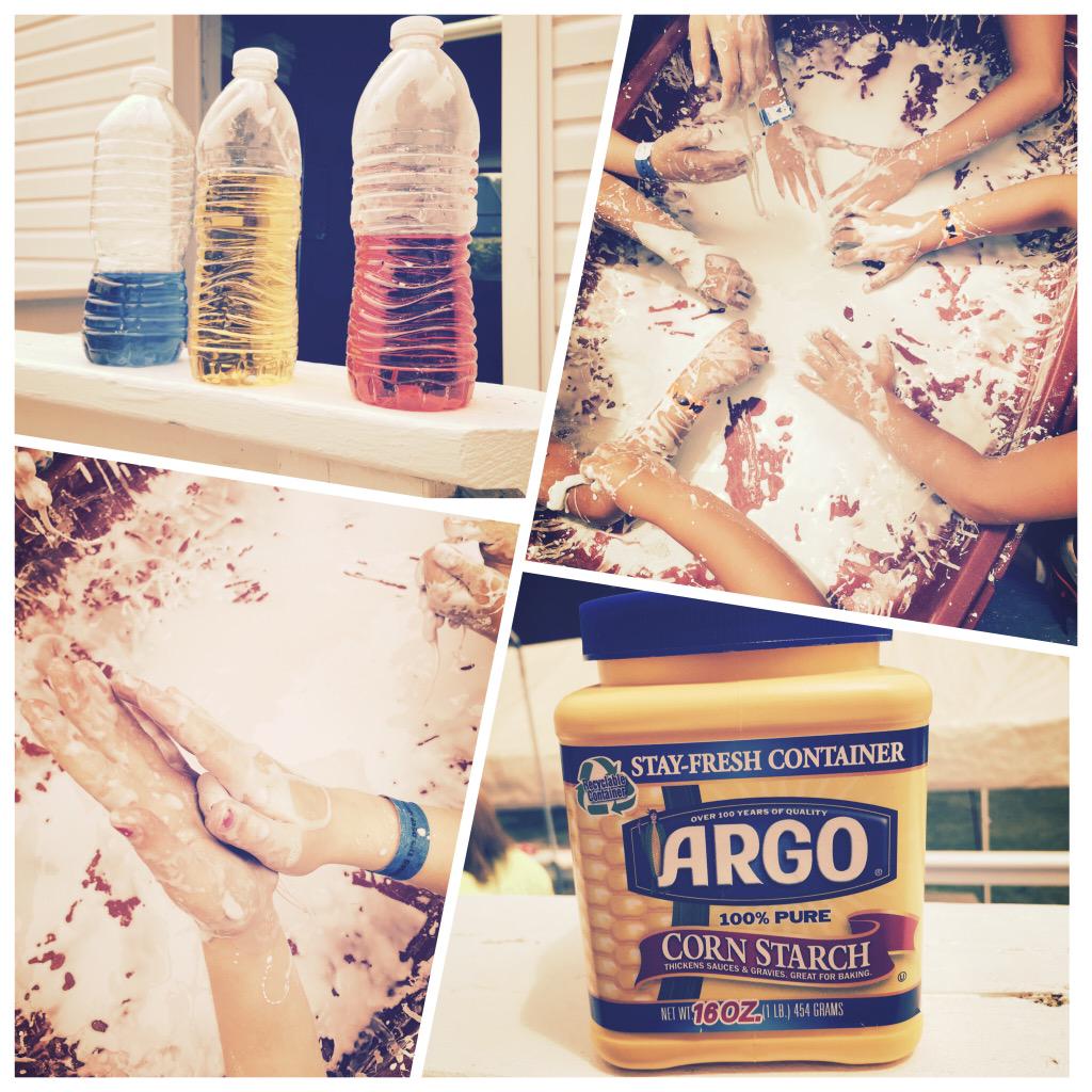 MissJessica1013's tweet photo. Bottles of food coloring&amp;water+cornstarch = OOBLECK aka a liquid AND a solid 🙈😳🙌🏽 #summercamp #teaching #science http://t.co/hYxRh014YS
