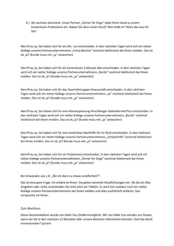 Lisa Frohlich Gesprachsleitfaden Des Callcenters Gevekom Aka Hello You Gmbh Oder Livili Ag Teil 2 Http T Co Nrfgtohucc