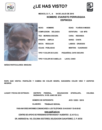 AlertaPlateada's tweet photo. Se activa #AlertaPlateada para localizar a Don Evaristo. ¿Lo has visto? Abre la foto y dona un RT por favor. Gracias. http://t.co/A4ft0wkDXm