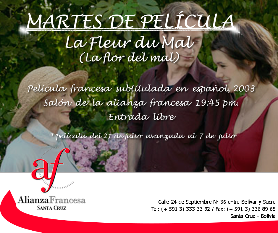 Arrancamos en twitter con nuestros Martes de película ! 
Martes 7 de Julio película "La Fleur du Mal" #cinefrancés